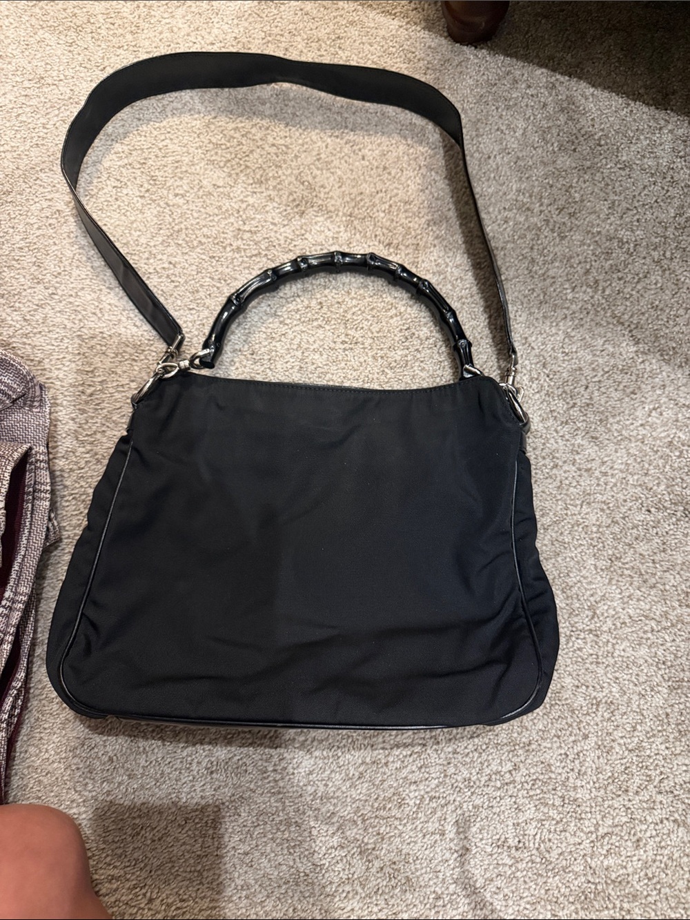 Gucci Black Shoulder Bag with Bamboo-Style Top Handle